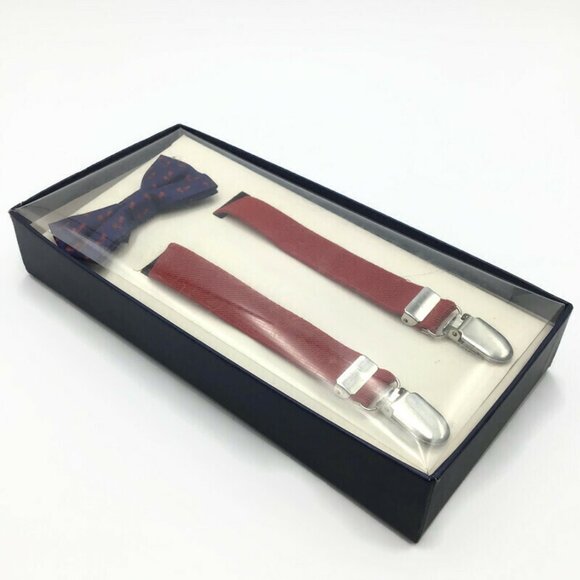 Baby Toddler Bow Tie & Suspenders Bicycle Red Blue Boy Dress Family Photo Outfit - Picture 8 of 9